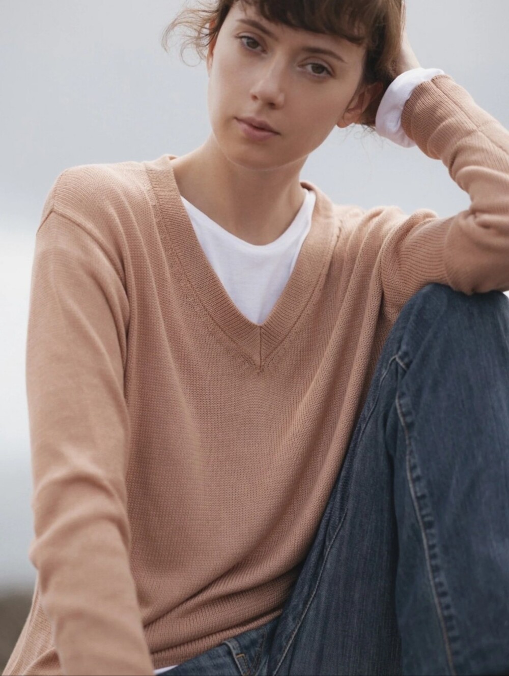 Naadam 100% Cashmere V Neck Pullover Essential Classic Quiet Luxury Academia